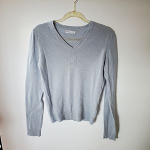 Paper Denim & Cloth Light Blue V-Neck 100% Mongolian Cashmere Pullover Sweater